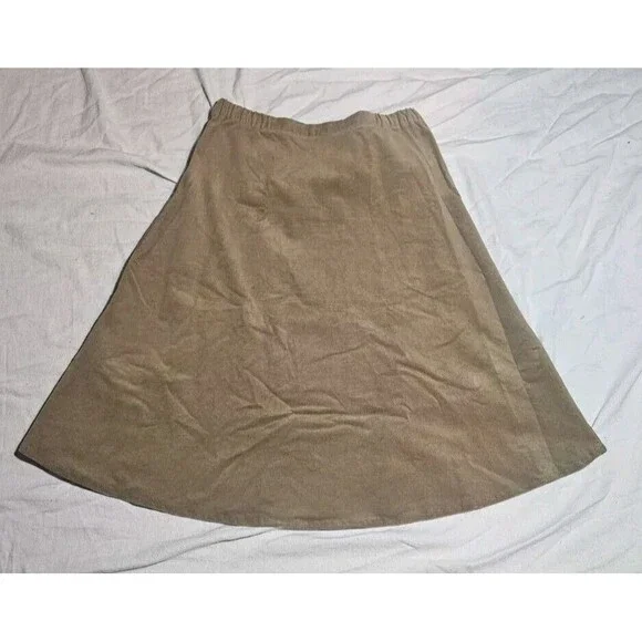 Kool Jeans Skirt Women's L Tan Corduroy Skirt Embroidered Floral Cottagecore Y2k - Picture 5 of 7